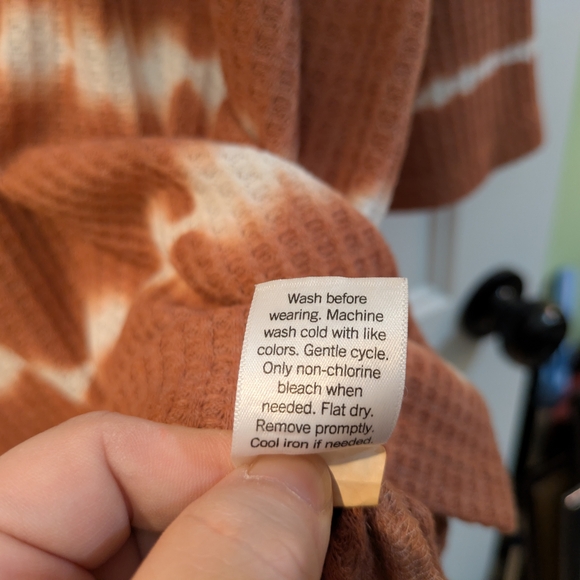 Sonoma Rust and White Tie-Dye Waffle Henley - Picture 8 of 12